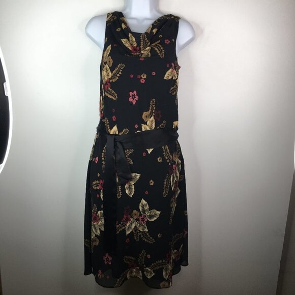 Loft Sleeveless Black Floral Dress - Picture 1 of 10